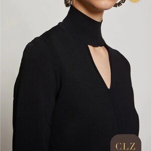 PROENZA SCHOULER Cutout knitted turtleneck sweater black PSWL Top Shirt Sz S